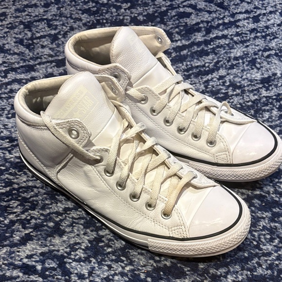 Converse Faux Leather White High-Top Sneakers - Picture 3 of 6